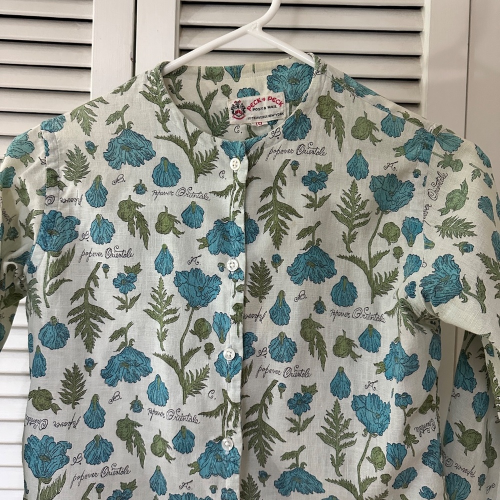 Vintage Peck & Peck Button Up Collarless Blouse Botanical Print Small - Picture 13 of 13